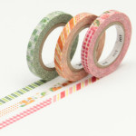 Masking tape fins à motifs rouge et vert lot de 3