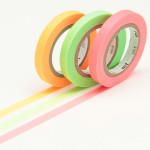 Masking tape uni fins vert-rose-orange lot de 3