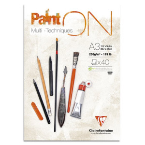 Bloc papier multi-techniques Paint On 250 g/m² - 29,7 x 42 cm (A3)